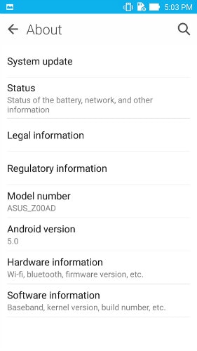 activer le débogage usb sur asus zenfone - étape 1
