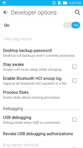 activer le débogage usb sur asus zenfone - étape 1