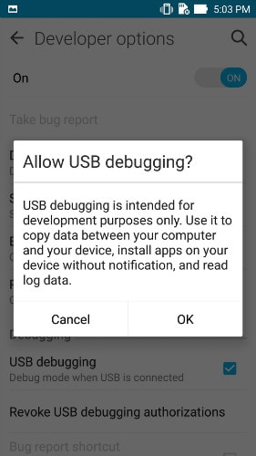 activer le débogage usb sur asus zenfone - étape 1