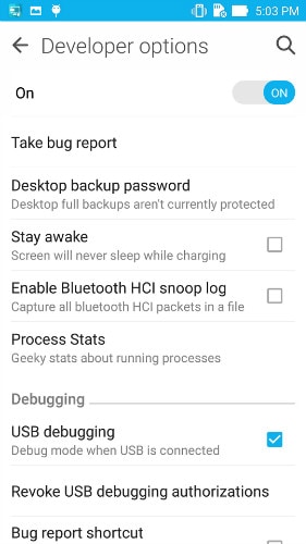 activer le débogage usb sur asus zenfone - étape 1