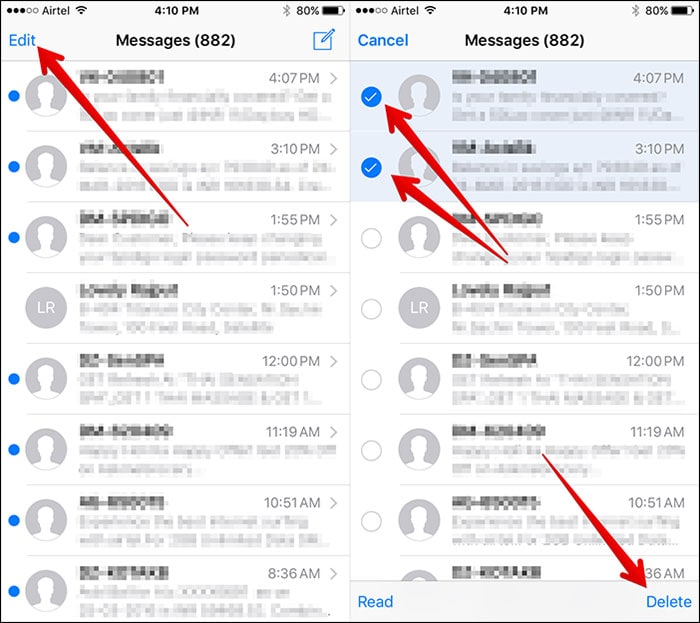 如何删除iphone上的短信