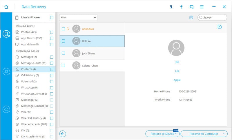 exporter des contacts,en