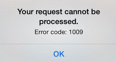 錯誤 1009 iphone
