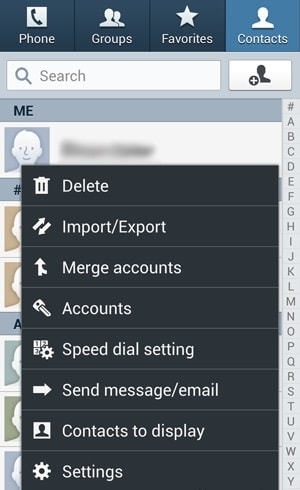 exporter des contacts depuis android-toucher-appuyez sur la touche 