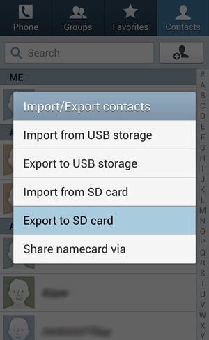 exporter des contacts depuis Android-Exporter vers la carte SD