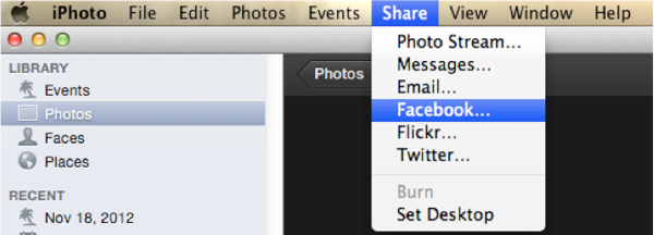 esporta iphoto su facebook-scegli Facebook