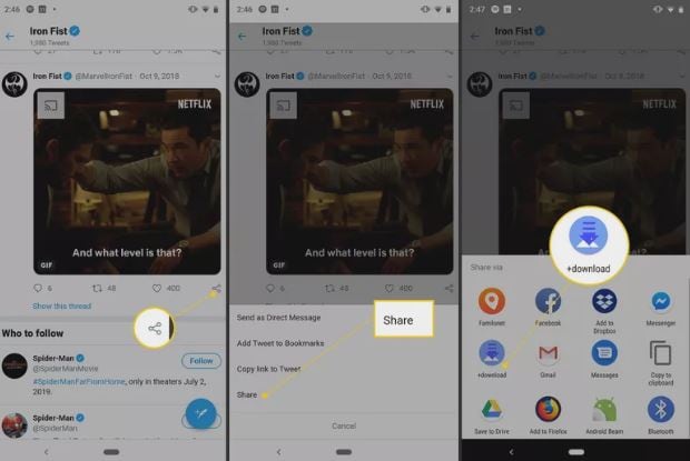 ladda ner twitter-video på Android-enhet