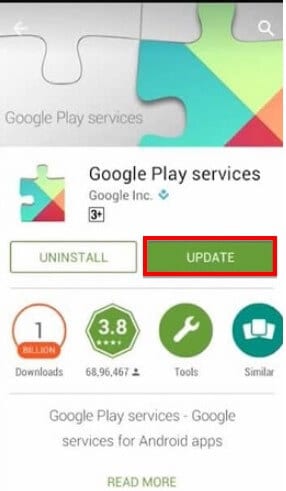 frissítse a Google Play szolgáltatást