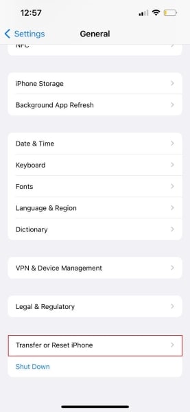 Tippen Sie auf iPhone übertragen oder zurücksetzen