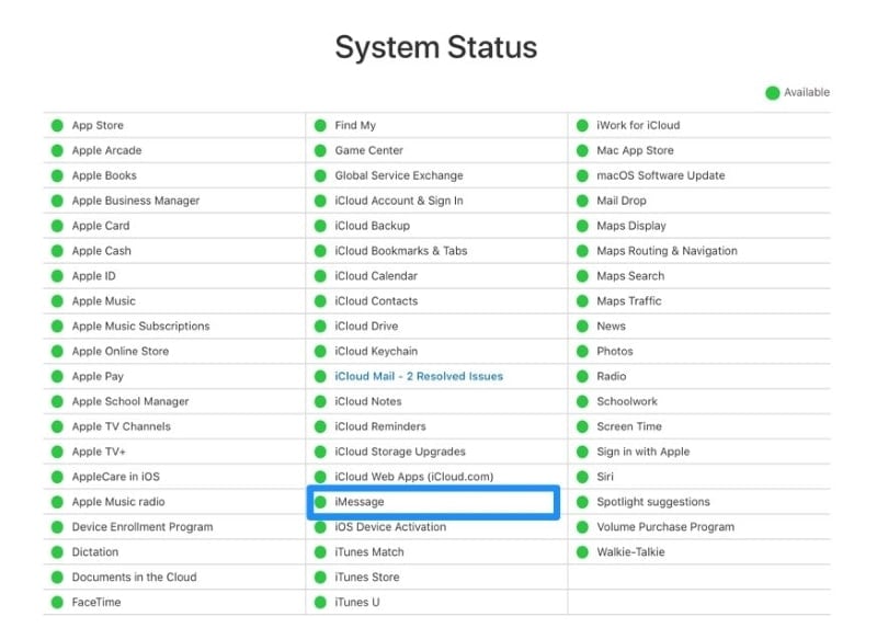 Überprüfen Sie den Status des Apple-Servers