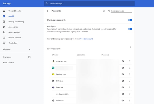 chrome jelszókezelő