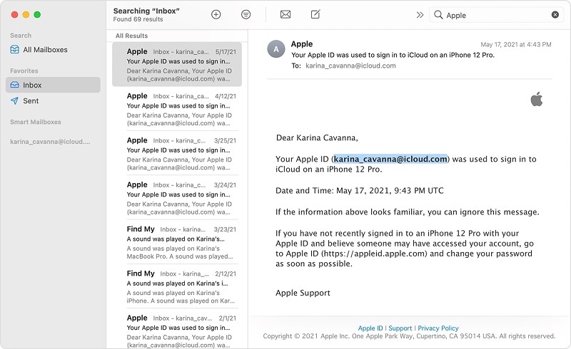 ID do aplicativo do e-mail