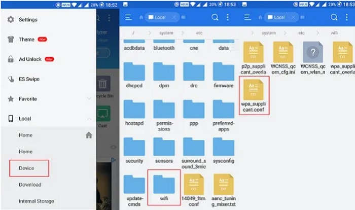 fájlkezelő wifi konfig