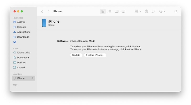 iphone en mode de récupération