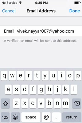 kezdje el az iCloud E-mail módosítása lehetőséget