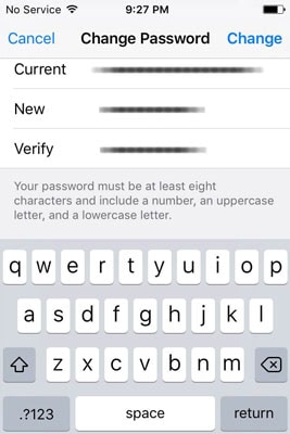 Módosítsa az iCloud-jelszót iPhone-on