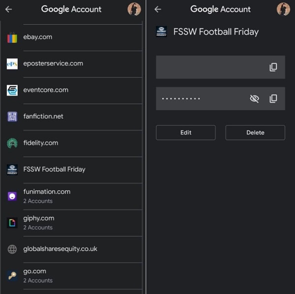 google passwörter auf android ändern