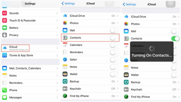 zálohování kontaktů iphone na iCloud - krok 1