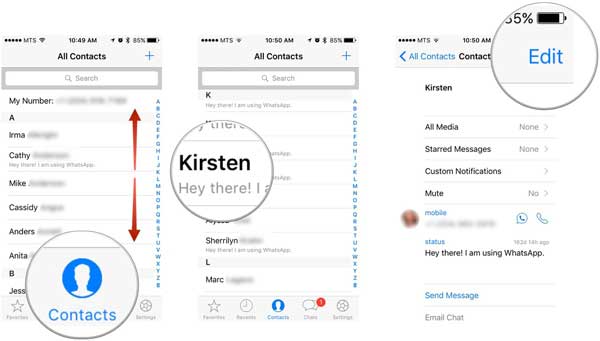 sélectionner les contacts