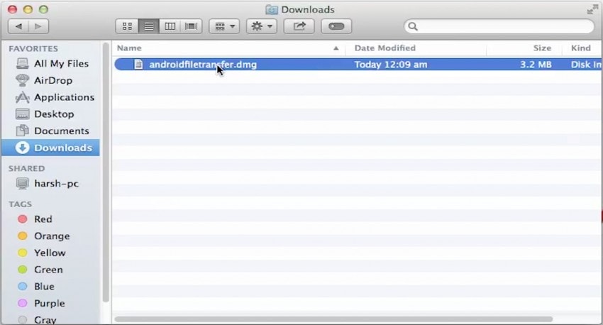 androidからmacにデータを転送します-androidfiletransfer.dmgを開きます。