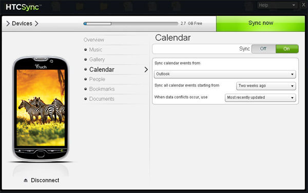 software voor mobiele overdracht - HTC PC Suite