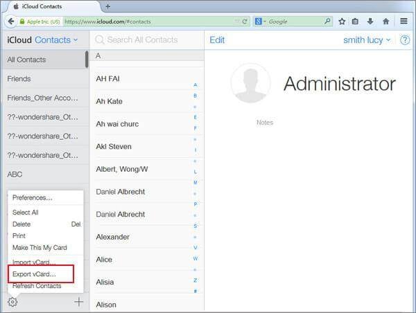 λήψη επαφών από το icloud στον υπολογιστή