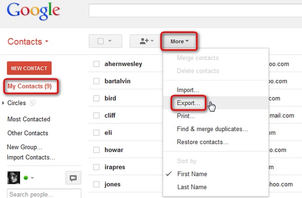 importer kontakter fra gmail til Android - klik på 