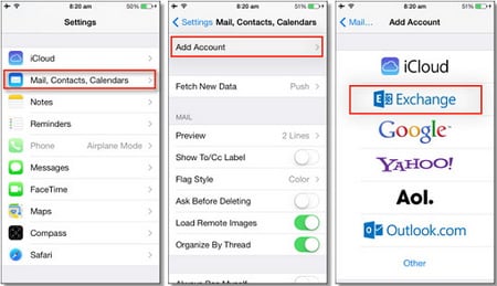 εισαγωγή επαφών στο iphone από το Outlook