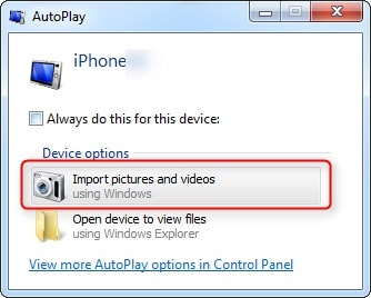 importera bilder från telefon till Windows PC direkt