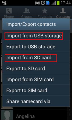 μεταφορά επαφών Android vcf στο android