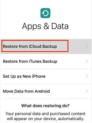 ios 12 -tietojen palautus - Palauta iCloud-varmuuskopiosta