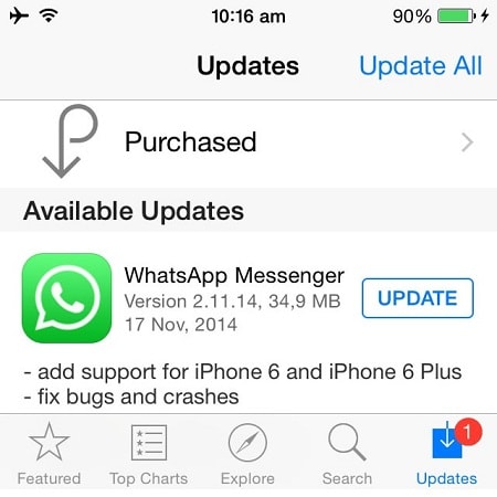 ios 12 whatsapp -ongelmat ja ratkaisut - Päivitä WhatsApp