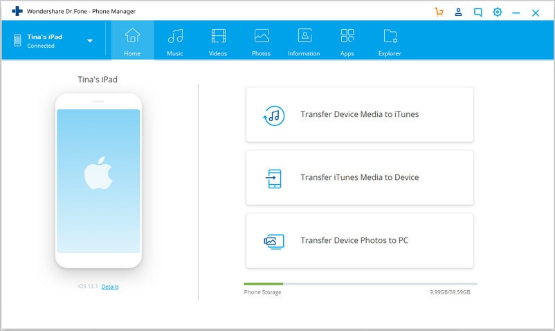 Breng apps over van iPad naar pc - Start de iPad-overdrachtstool