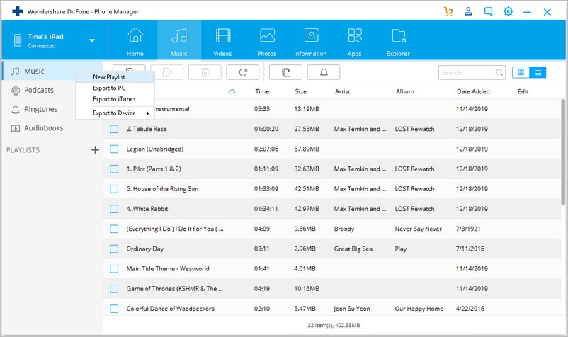 So kopieren Sie die iTunes-Wiedergabeliste auf eine externe Festplatte