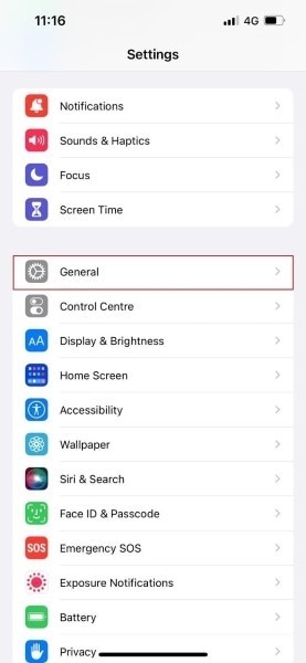 从设置中点按常规