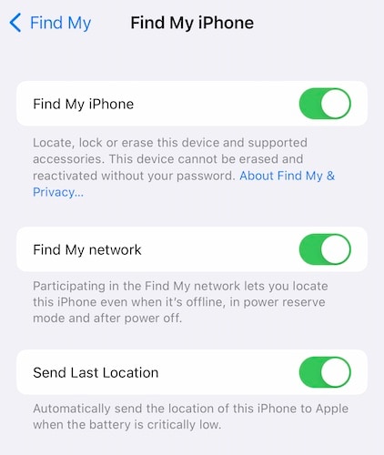 απενεργοποιήστε το iphone μου