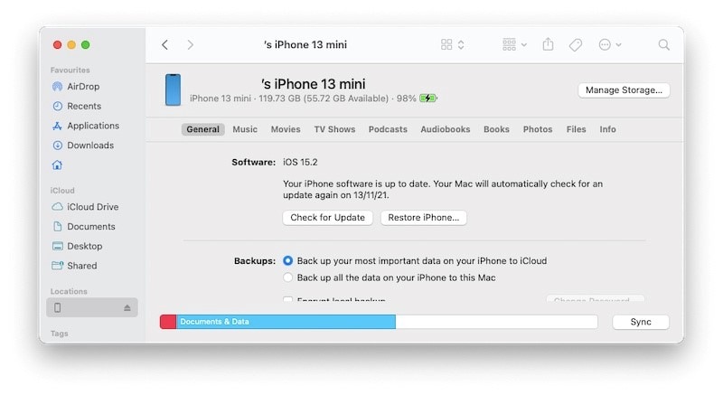 使用 macos finder 恢复 iphone