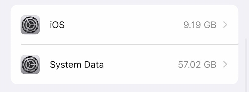 ios ja muu järjestelmätietojen tallennus