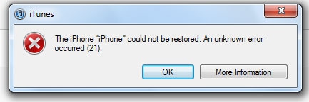iphone feil 21