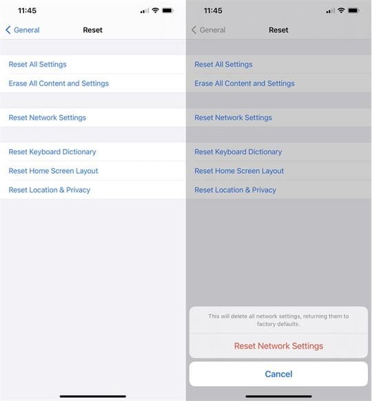 iphone visszaállítja a hálózati beállításokat