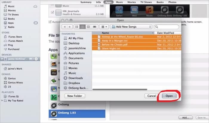 Dateifreigabe in itunes