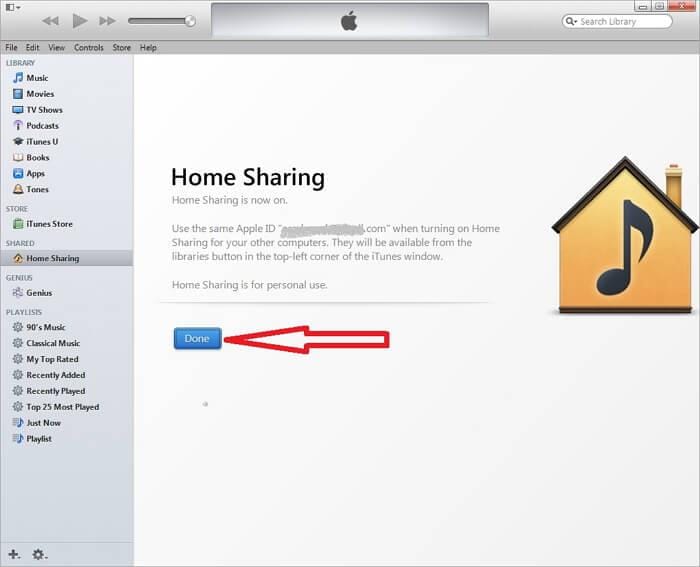 itunes home sharing - قم بتشغيل مشاركة الصفحة الرئيسية