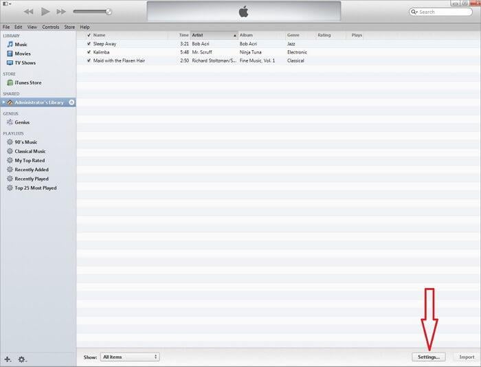 إعدادات مشاركة الصفحة في itunes