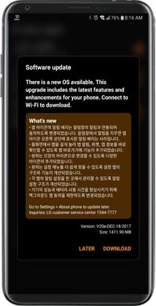 töltse le és frissítse az LG-t android oreo-ra