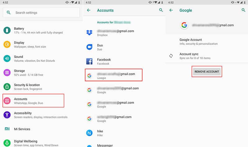 Whatsapp zastavení - opravit účet gmail
