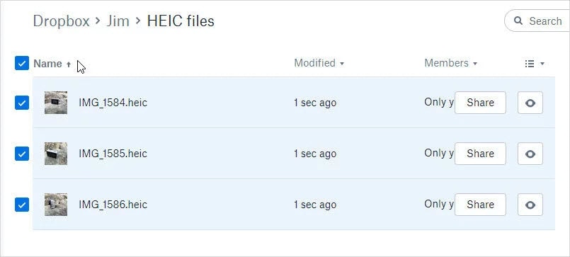 scarica foto heic da dropbox
