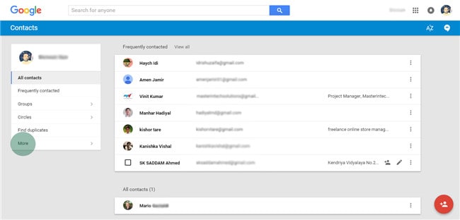 διαχείριση επαφών google