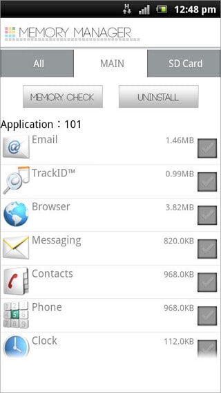 gestionnaire de mémoire application android android