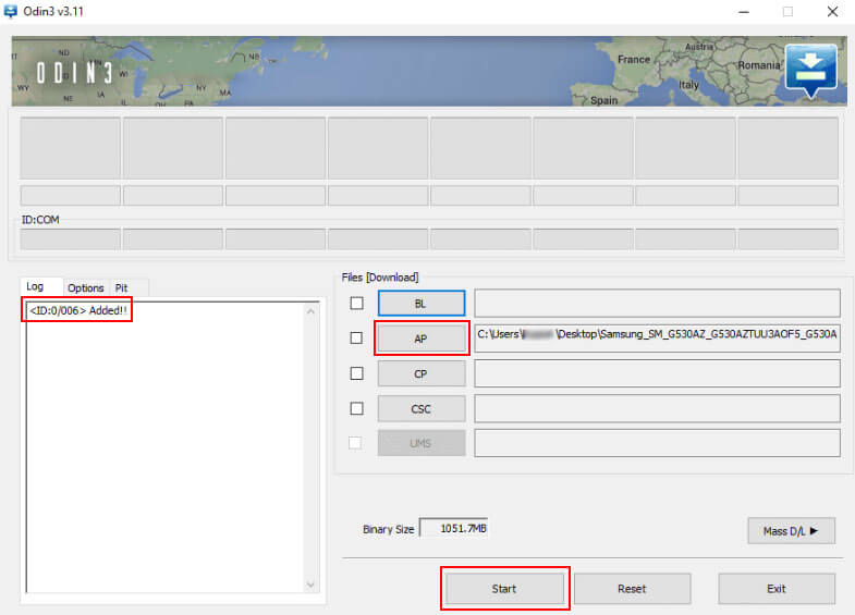 aktualizujte firmware samsung pomocí odin - krok 3