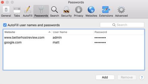 safari opgeslagen wachtwoorden